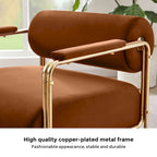 Fauteuil en velours de 79 cm de large avec dossier cylindrique et structure métallique