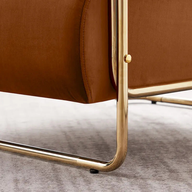 Fauteuil en velours de 79 cm de large avec dossier cylindrique et structure métallique