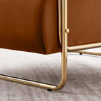 Fauteuil en velours de 79 cm de large avec dossier cylindrique et structure métallique