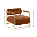 Fauteuil en velours de 79 cm de large avec dossier cylindrique et structure métallique