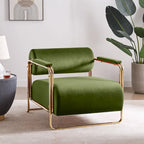 Fauteuil en velours de 79 cm de large avec dossier cylindrique et structure métallique