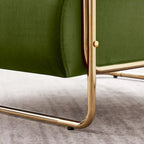 Fauteuil en velours de 79 cm de large avec dossier cylindrique et structure métallique