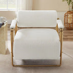 Fauteuil en velours de 79 cm de large avec dossier cylindrique et structure métallique