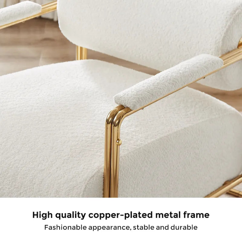 Fauteuil en velours de 79 cm de large avec dossier cylindrique et structure métallique