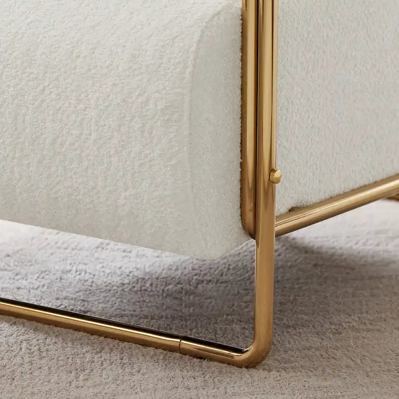Fauteuil en velours de 79 cm de large avec dossier cylindrique et structure métallique