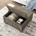 Table basse de rangement de 36 po en acacia et pin, style rustique