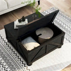 Table basse de rangement de 36 po en acacia et pin, style rustique
