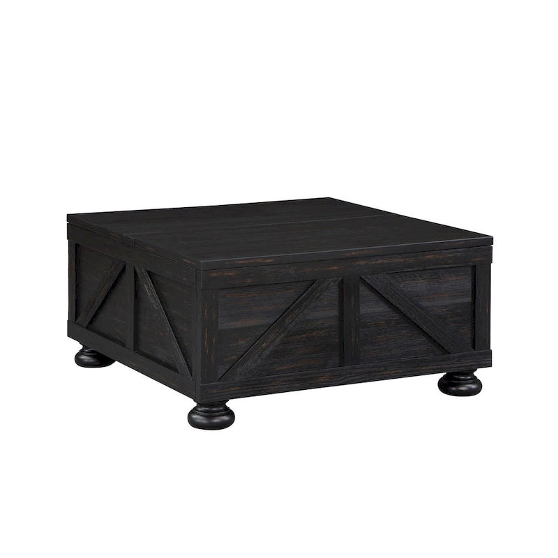 Table basse de rangement de 36 po en acacia et pin, style rustique