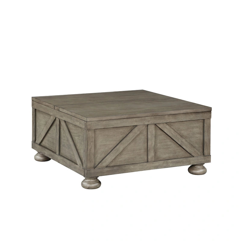 Table basse de rangement de 36 po en acacia et pin, style rustique
