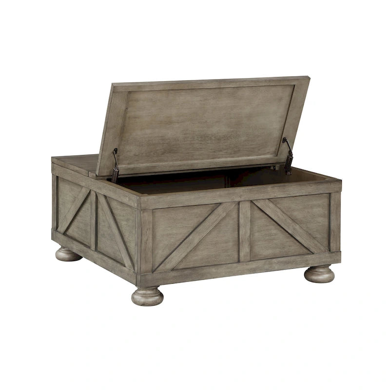 Table basse de rangement de 36 po en acacia et pin, style rustique