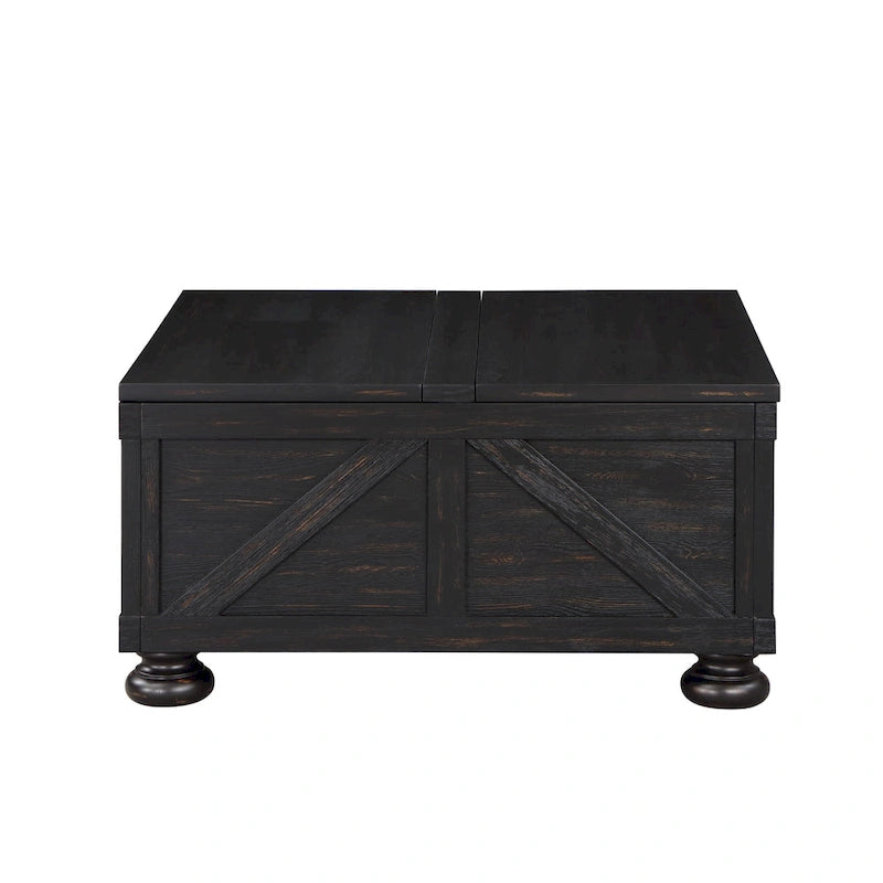 Table basse de rangement de 36 po en acacia et pin, style rustique