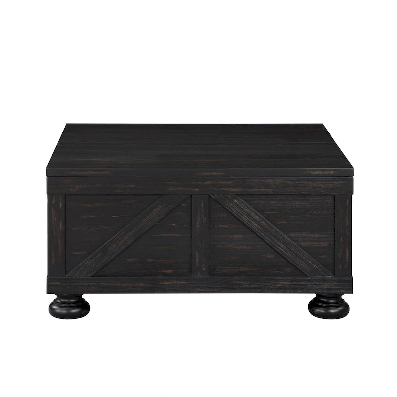 Table basse de rangement de 36 po en acacia et pin, style rustique