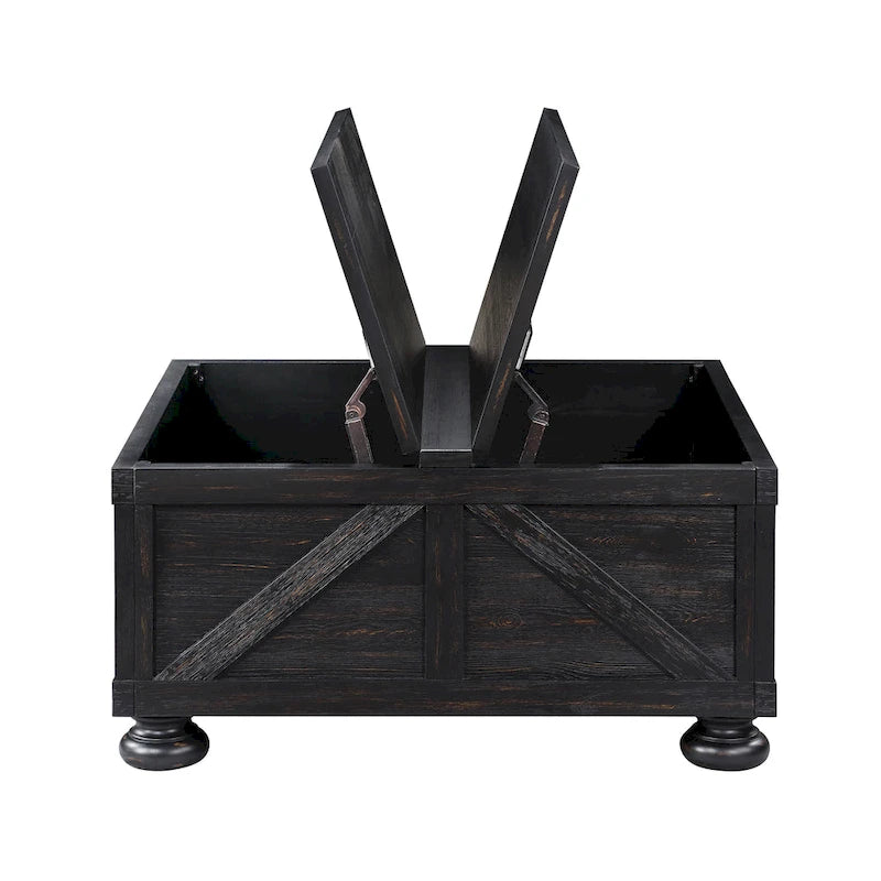 Table basse de rangement de 36 po en acacia et pin, style rustique