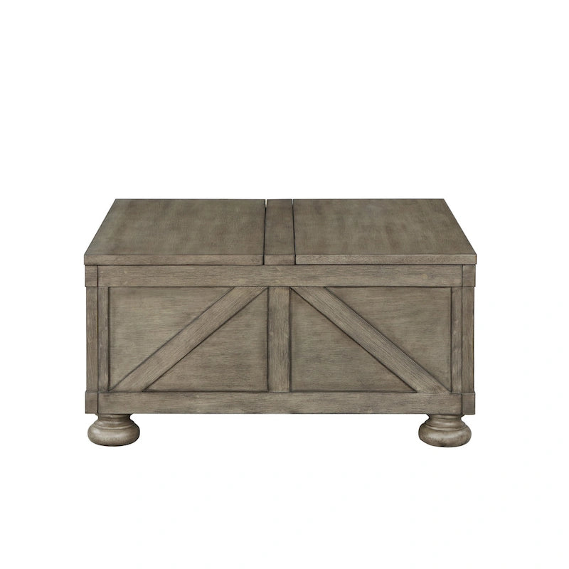 Table basse de rangement de 36 po en acacia et pin, style rustique