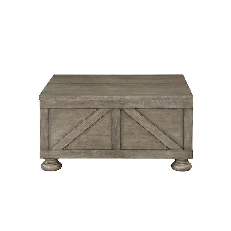 Table basse de rangement de 36 po en acacia et pin, style rustique