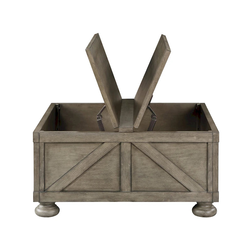 Table basse de rangement de 36 po en acacia et pin, style rustique