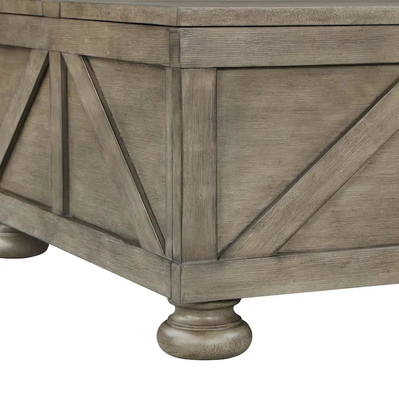 Table basse de rangement de 36 po en acacia et pin, style rustique