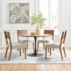 Chaise de salle à manger en similicuir et lin (lot de 2)