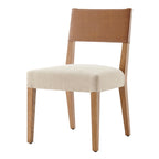 Chaise de salle à manger en similicuir et lin (lot de 2)