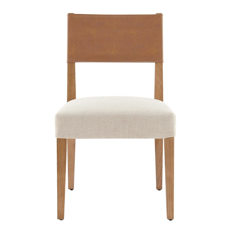 Chaise de salle à manger en similicuir et lin (lot de 2)