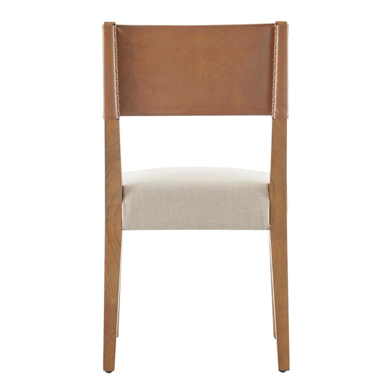 Chaise de salle à manger en similicuir et lin (lot de 2)