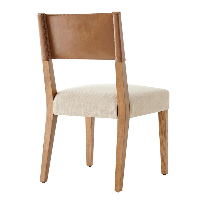 Chaise de salle à manger en similicuir et lin (lot de 2)