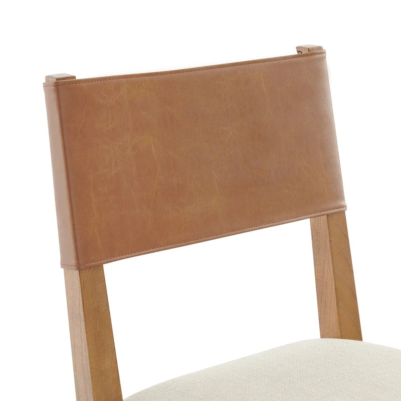 Chaise de salle à manger en similicuir et lin (lot de 2)