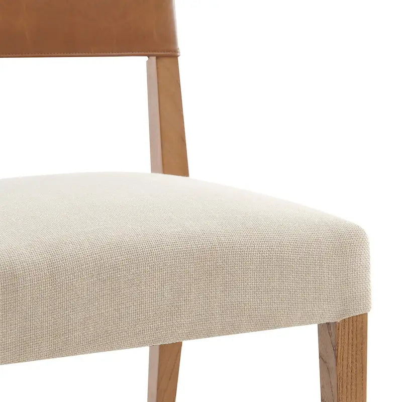 Chaise de salle à manger en similicuir et lin (lot de 2)