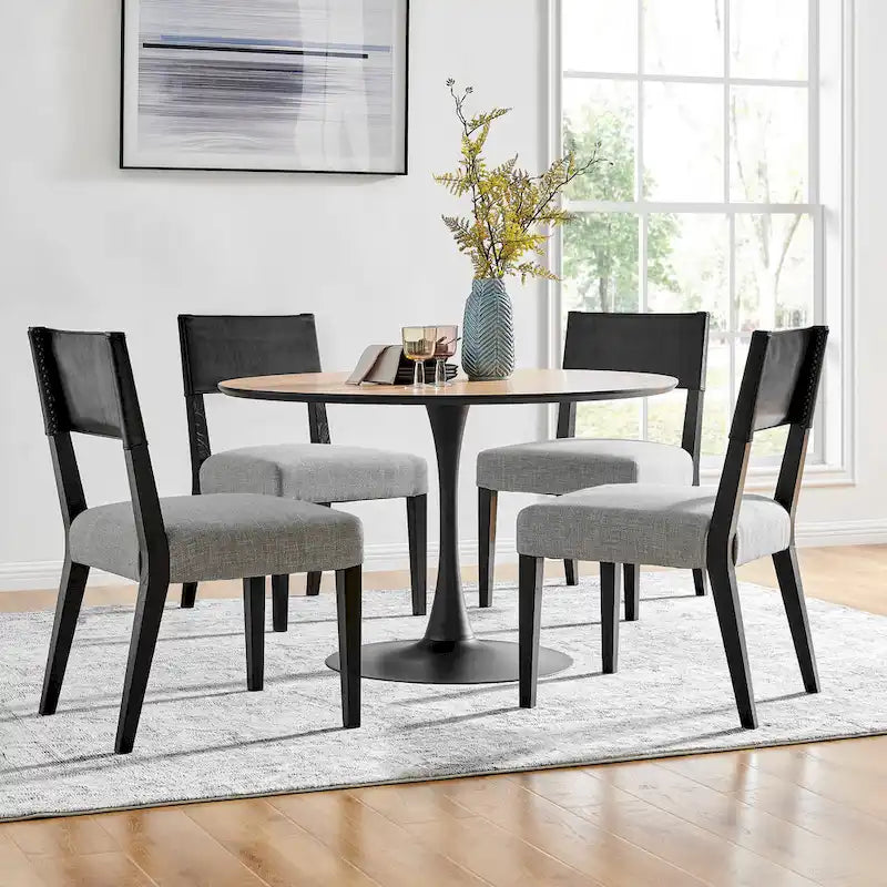 Chaise de salle à manger en similicuir et lin (lot de 2)