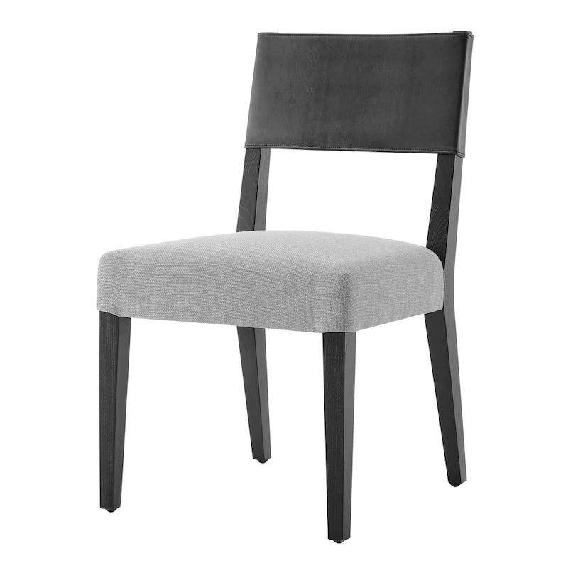 Chaise de salle à manger en similicuir et lin (lot de 2)