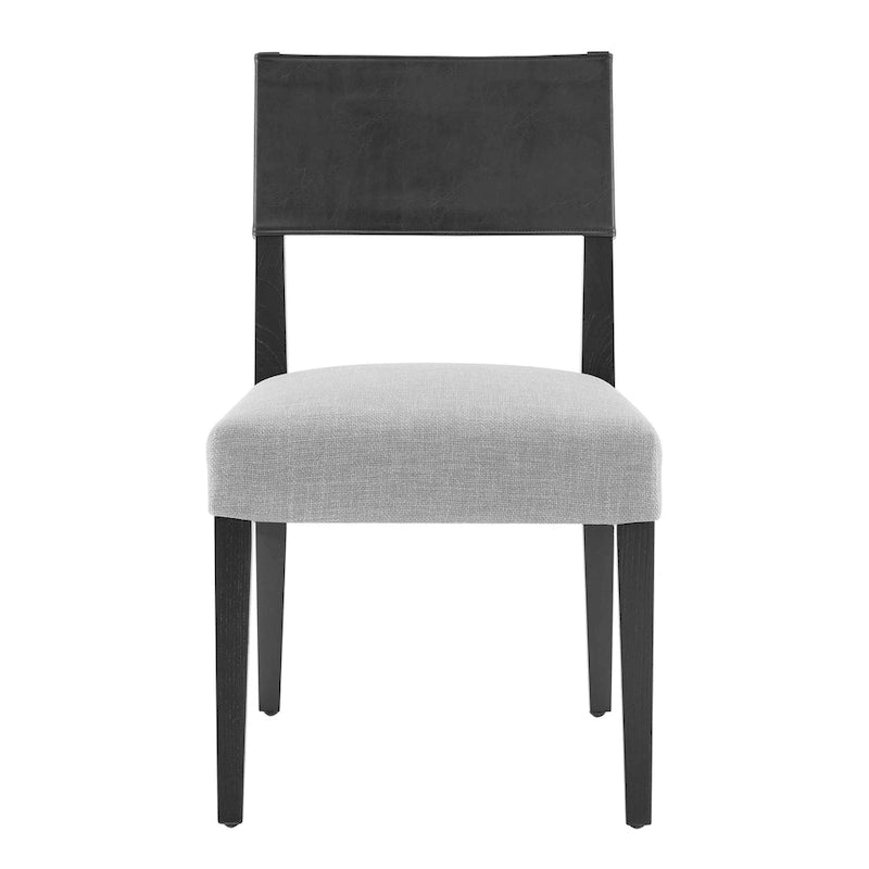 Chaise de salle à manger en similicuir et lin (lot de 2)