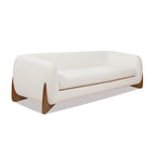 Canapé en tissu bouclette avec pieds en bois de 229,87 cm