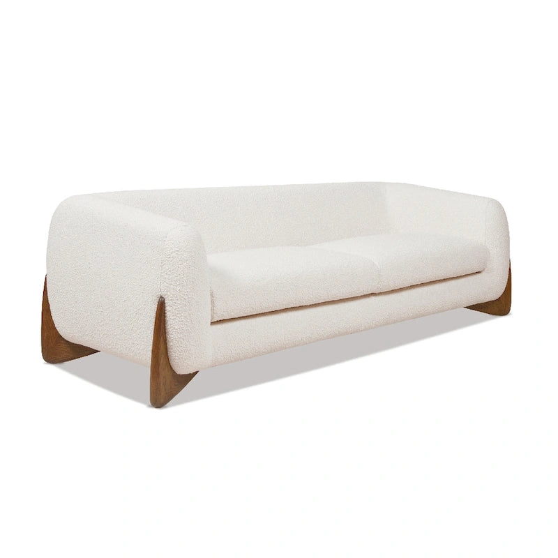 Canapé en tissu bouclette avec pieds en bois de 229,87 cm