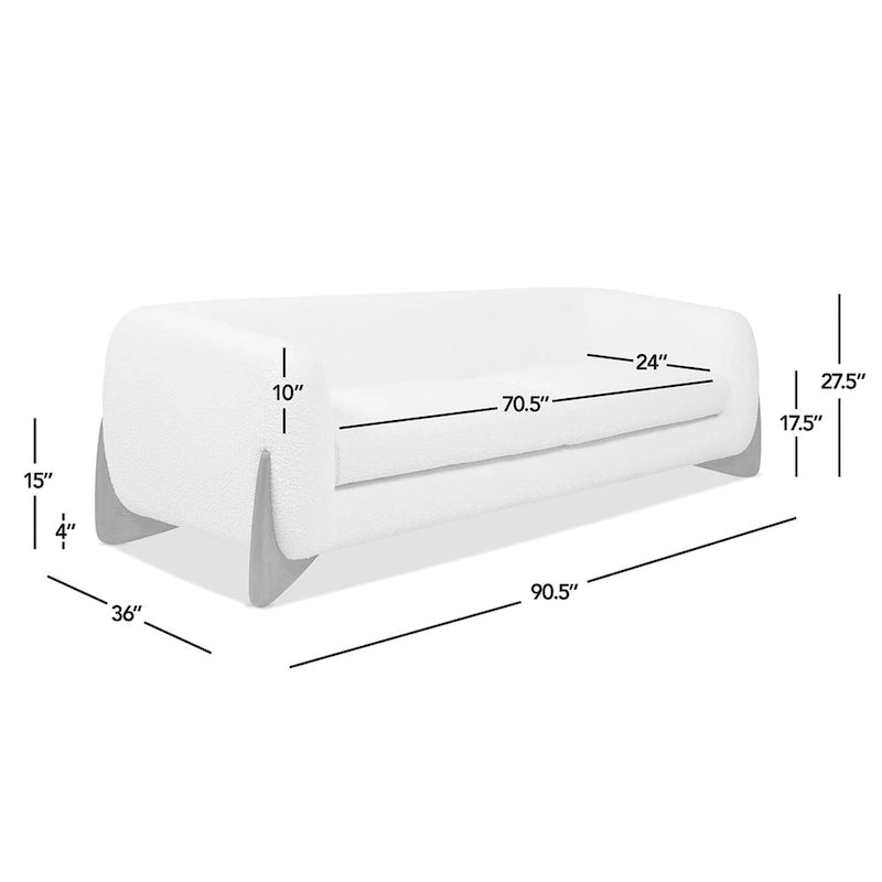 Canapé en tissu bouclette avec pieds en bois de 229,87 cm