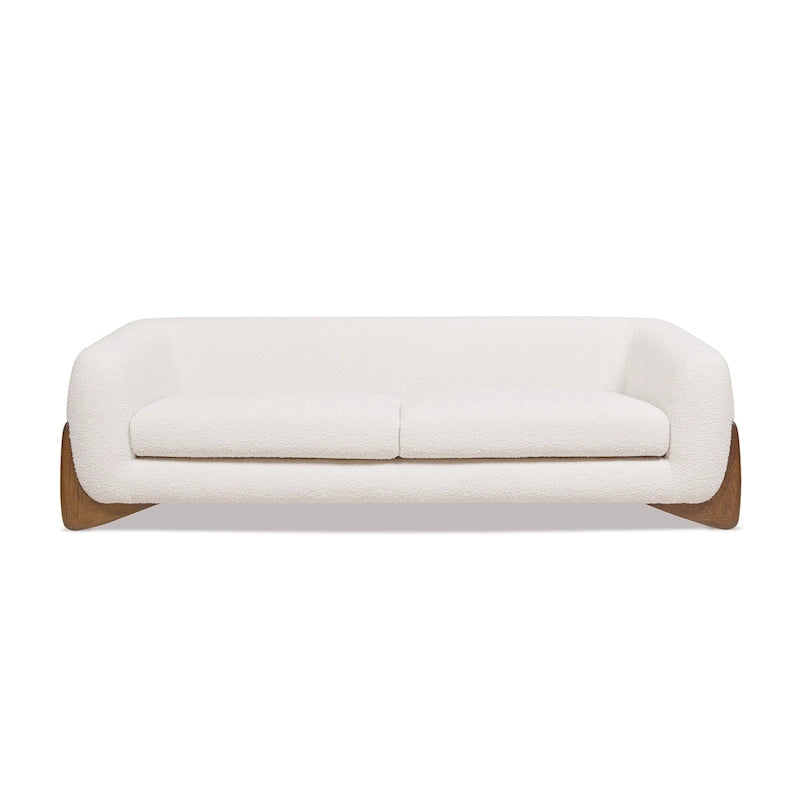 Canapé en tissu bouclette avec pieds en bois de 229,87 cm