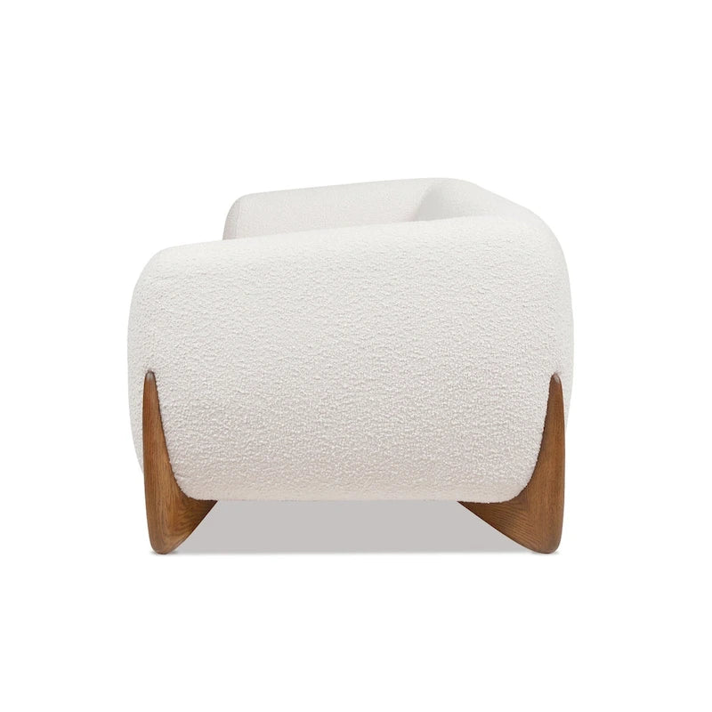 Canapé en tissu bouclette avec pieds en bois de 229,87 cm