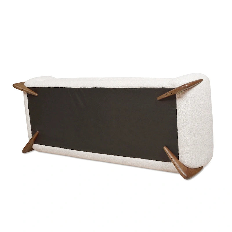 Canapé en tissu bouclette avec pieds en bois de 229,87 cm