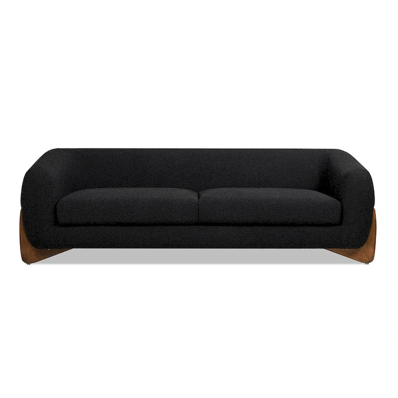 Canapé en tissu bouclette avec pieds en bois de 229,87 cm
