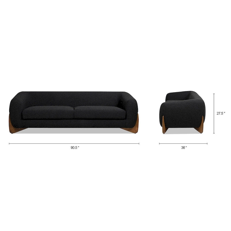 Canapé en tissu bouclette avec pieds en bois de 229,87 cm
