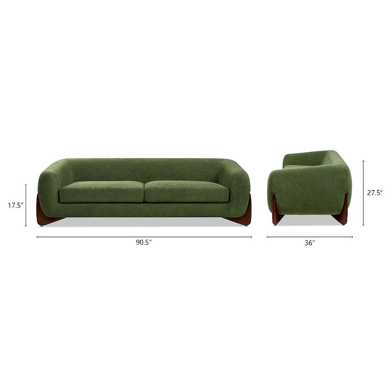 Canapé en tissu bouclette avec pieds en bois de 229,87 cm