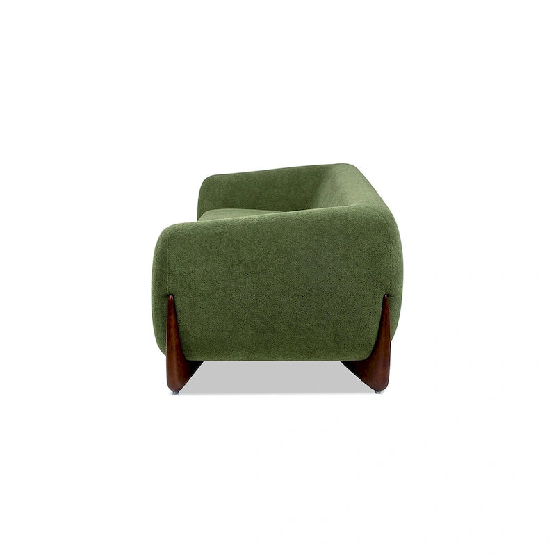 Canapé en tissu bouclette avec pieds en bois de 229,87 cm