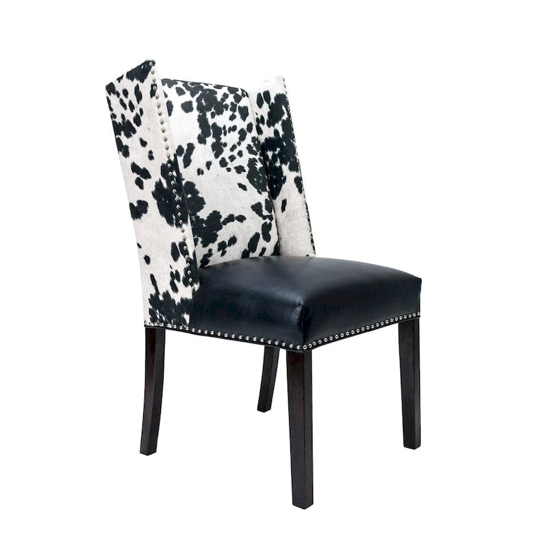 Lot de 2 chaises de salle à manger capitonnées à dossier haut clouté