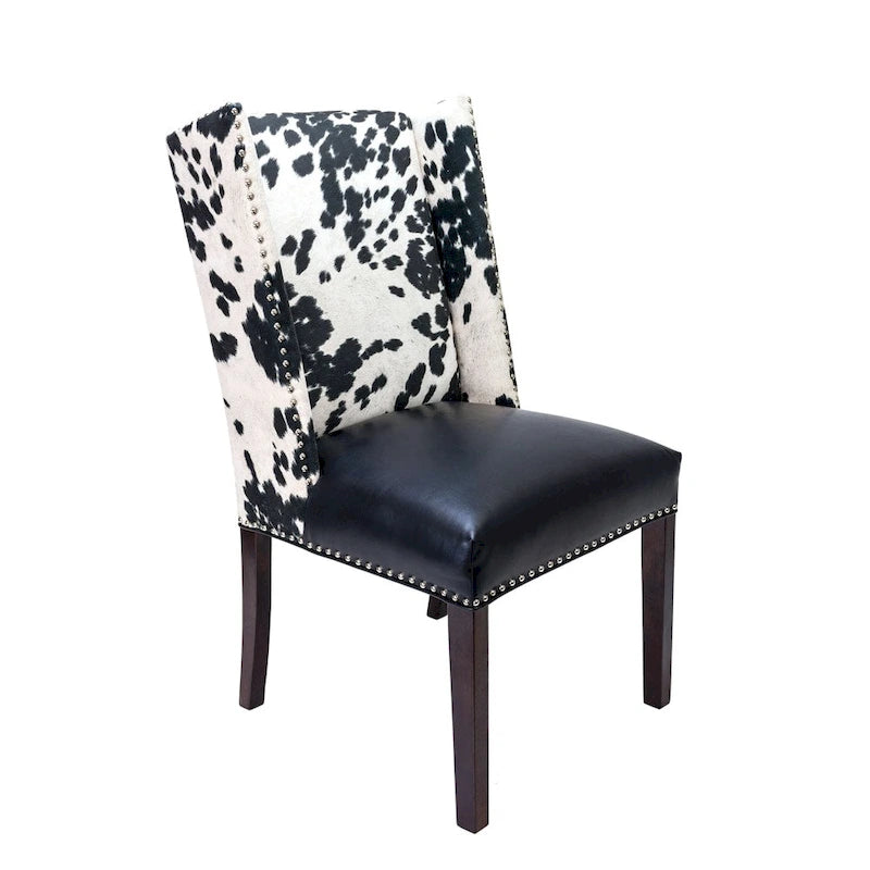 Lot de 2 chaises de salle à manger capitonnées à dossier haut clouté
