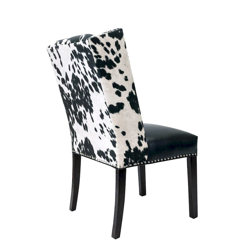 Lot de 2 chaises de salle à manger capitonnées à dossier haut clouté