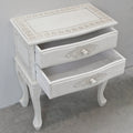 Table de chevet à 2 tiroirs blanc antique