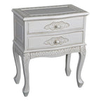 Table de chevet à 2 tiroirs blanc antique
