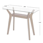 Table d'appoint en noyer avec plateau en verre trempé et étagère inférieure