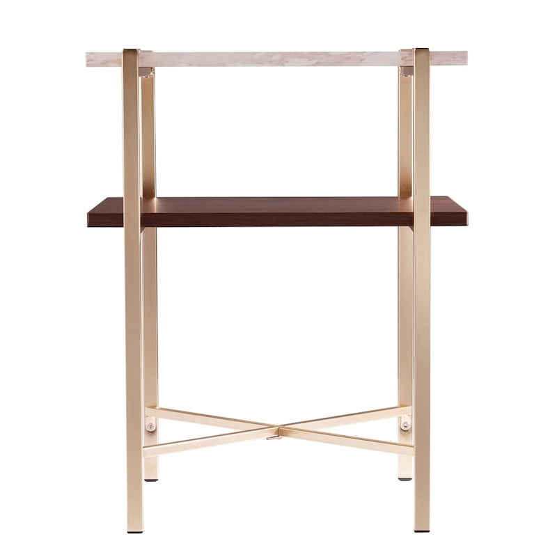 Table d'appoint carrée en faux marbre avec rangement