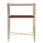 Table d'appoint carrée en faux marbre avec rangement