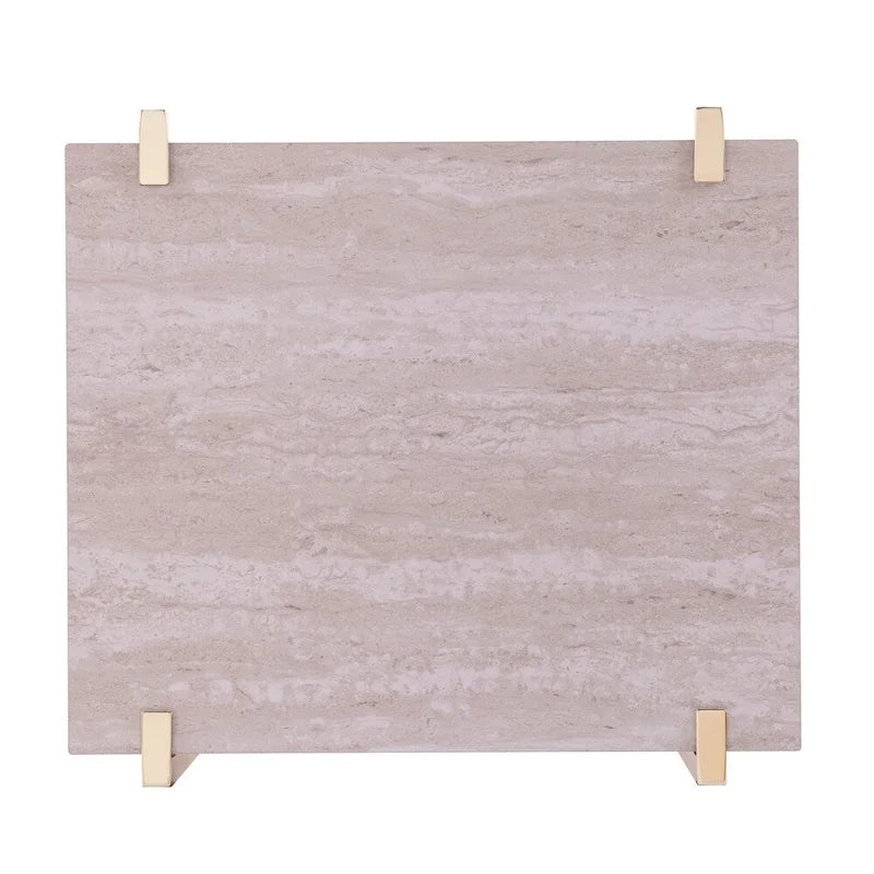 Table d'appoint carrée en faux marbre avec rangement
